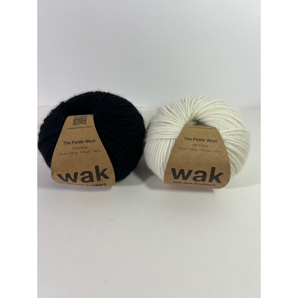 WAK We Are Knitters The Petite Wool 100% Wool Yarn 2 Skeins Black & Natural 100g